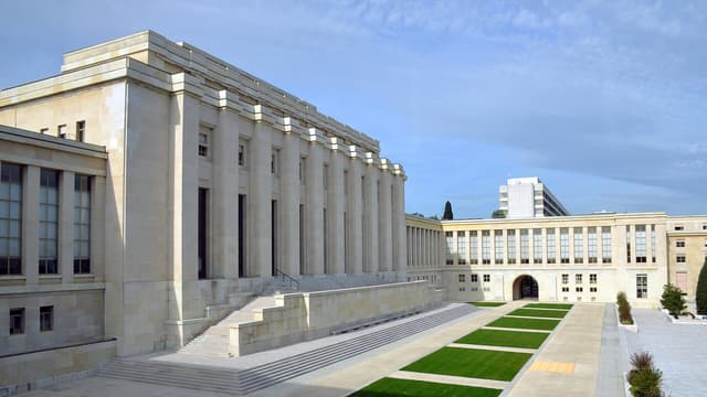Le Palais des Nations à Genève, siège européen de l'Organisation des Nations unies.