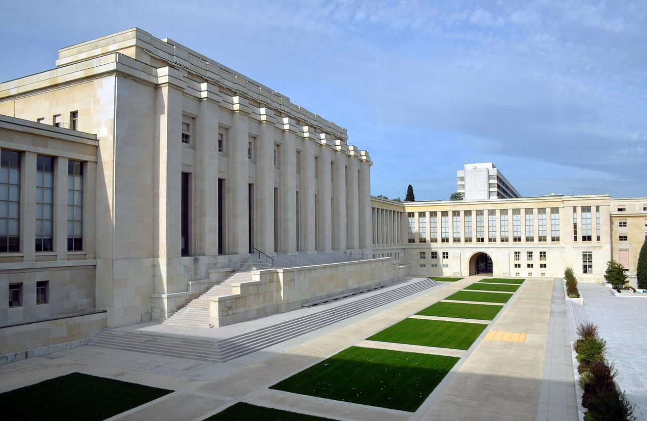 Le Palais des Nations à Genève, siège européen de l'Organisation des Nations unies.